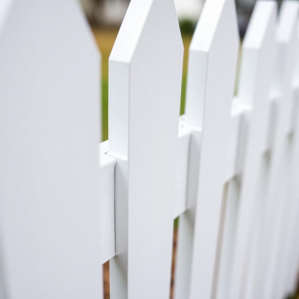 Close-up of interlocking tongue and groove vinyl fence boards